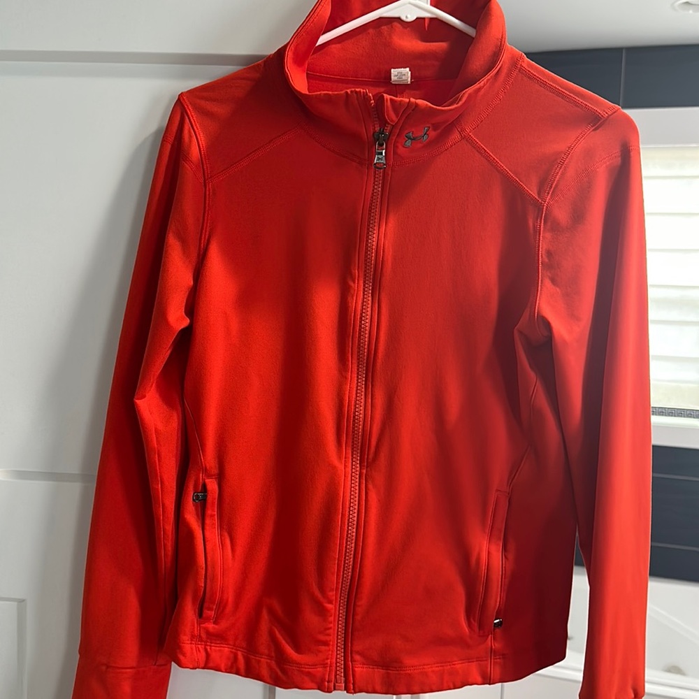 Orange under armour full zip fitted medium all season gear